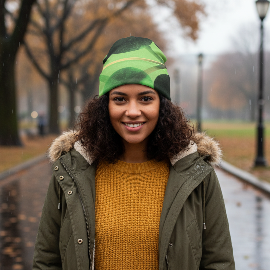 Pixel Frog All-Over Print Beanie